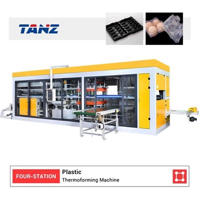 Négyállomásos műanyag vákuumformázó gép Műanyag PET PP PS buborékfólia gép